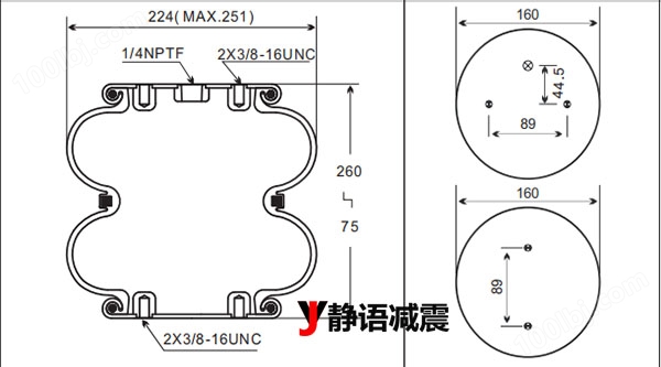 CD260-224单囊式缓冲式空气弹簧参数图
