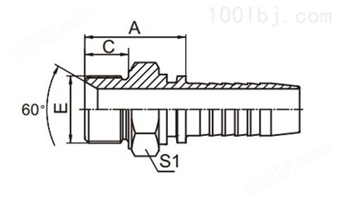 10611 公制外螺纹60°内锥面或六角端面用组合垫密封的双面接头